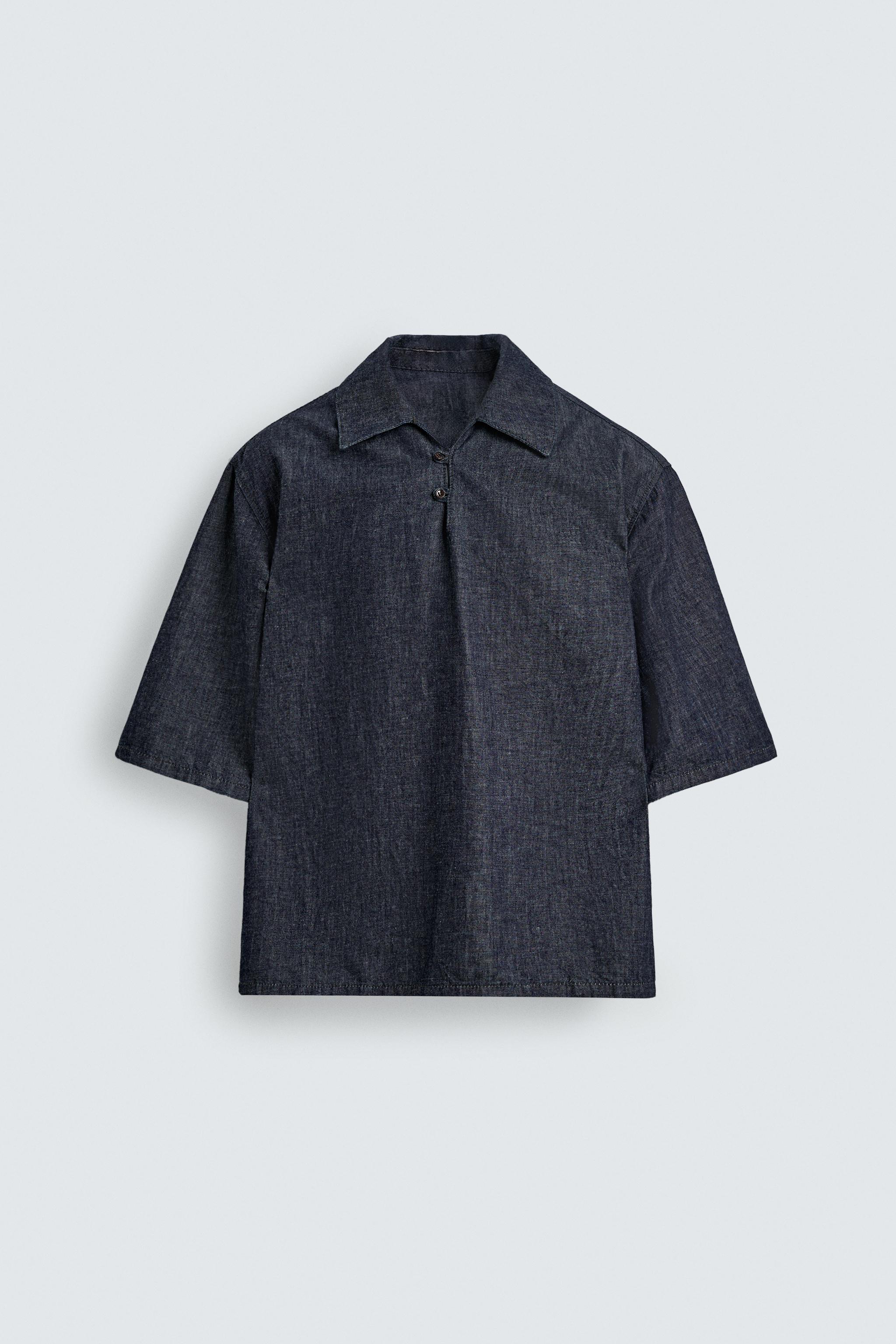 RELAXED FIT DENIM POLO SHIRT